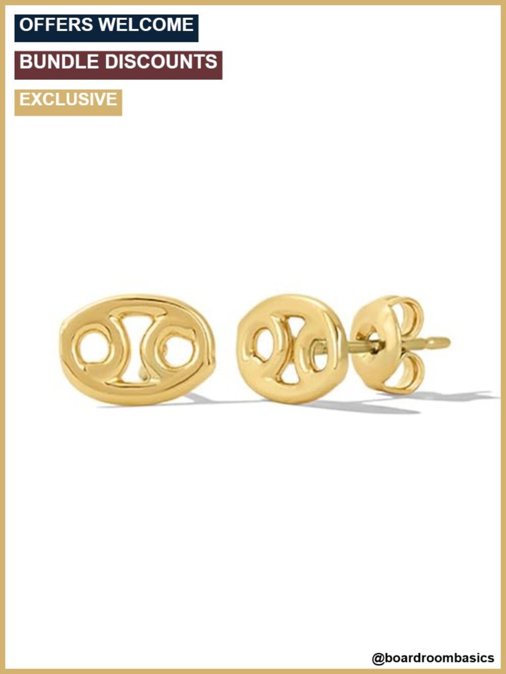 ZodiacStud Stud Earrings - 10K Gold PVD Coated, Waterproof Tarnish-Free